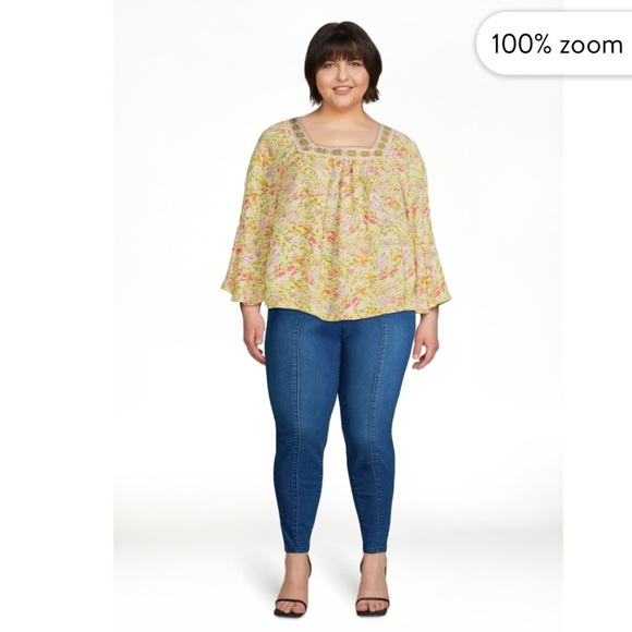 The Pioneer Woman Square Neck‎ Flutter Sleeve Blouse Size XXL - Picture 8 of 10